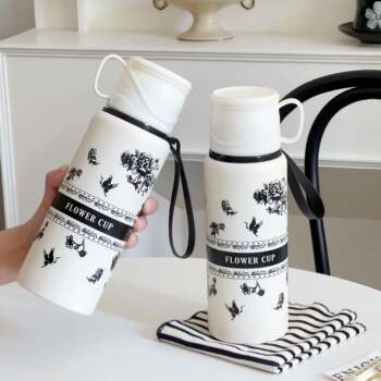 High-End Business Thermos Cup with Large Capacity and Handle, Men's Tea and Water Separation Cup, 316 Stainless Steel Outdoor Water Cup