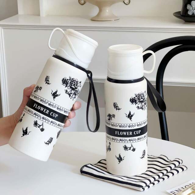 High-End Business Thermos Cup with Large Capacity and Handle, Men's Tea and Water Separation Cup, 316 Stainless Steel Outdoor Water Cup