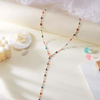 European and American Cross-Border Hot-Selling Stylish Colorful Long Y-Shaped Necklace for Women, Simple Seven-Star Ladybug Heart Eye Sweater Chain