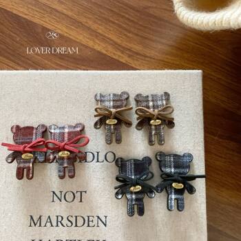 Korean Internet Celebrity Instagram Letter Knot Plaid Hair Clip Cute Duckbill Clip Bangs Clip Hair Accessory for Women