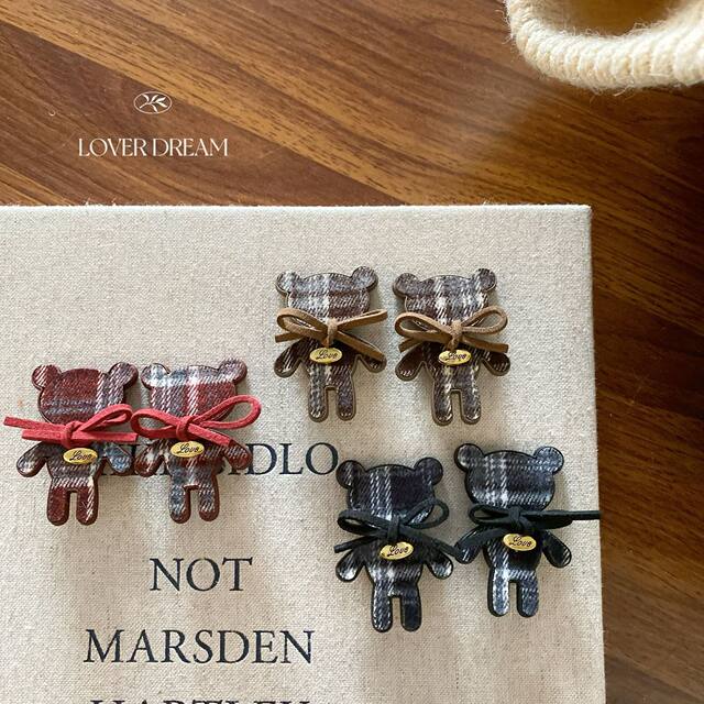 Korean Internet Celebrity Instagram Letter Knot Plaid Hair Clip Cute Duckbill Clip Bangs Clip Hair Accessory for Women