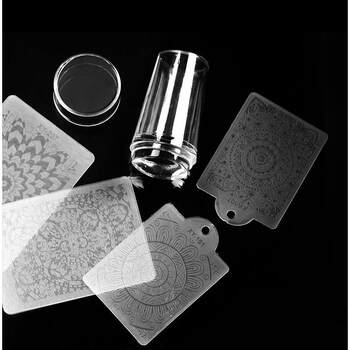 Silicone French-Style Stamping Tool for Nail Salons, Transparent with Scraper, Classic French Style Transfer Printing Nail Tool