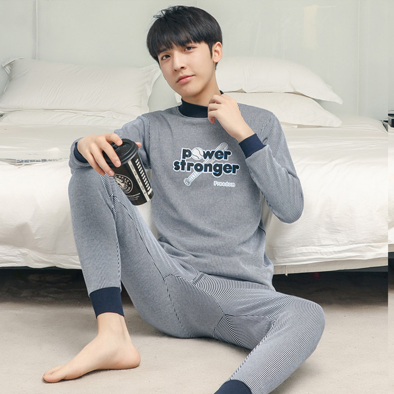 Middle Collar Men's Autumn Clothes Pants Suit Pure Cotton Full Cotton Sweatshirt High Neckline Student Fever Coat for Young