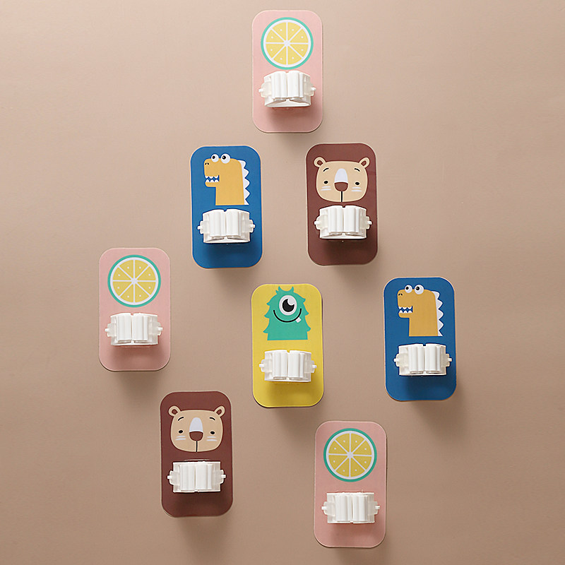 Cartoon free punch mop hook bathroom mop sweep adhesive adhesive touch clamp mop