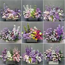 Wedding flower arrangement purple romantic engagement party layout wedding hall stage road leading flower wedding silk flower arrangement artificial flowers