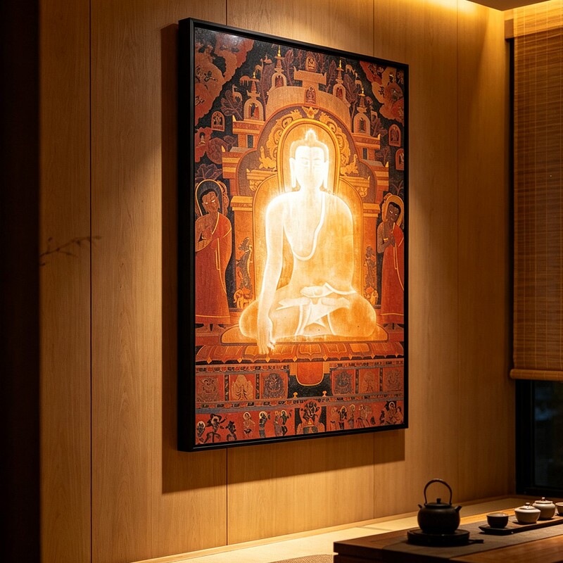 New Chinese-Style Zen Hanging Paintings, Popular in Tea Rooms and Entrance Halls, Decorative Paintings of Dunhuang Mogao Grottoes, Vintage Buddha Statues, Wellness Center Wall Art New Chinese-Style Zen Hanging Paintings, Popular in Tea Rooms and Entrance Halls, Decorative Paintings of Dunhuang Mogao Grottoes, Vintage Buddha Statues, Wellness Center Wall Art