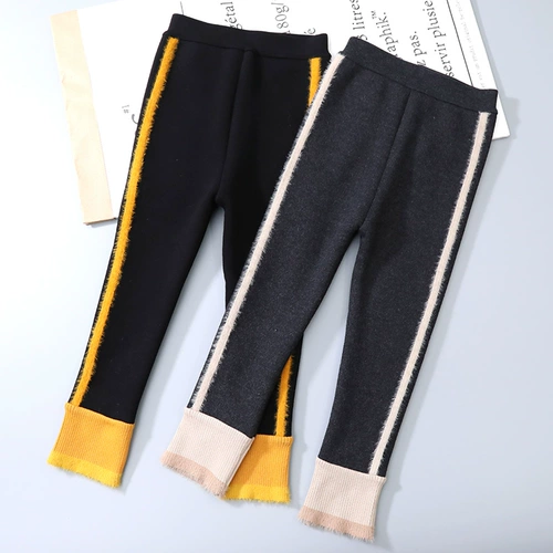 Флисовые бархатные демисезонные леггинсы, детские удерживающие тепло штаны, детская одежда, увеличенная толщина, высокая талия