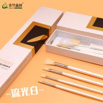 Green bamboo streamer white gouache pen set 10 sets of Fan Pen Four Seasons brush brush arrangement acrylic students use painting color art students special professional paint oil painting brush painting