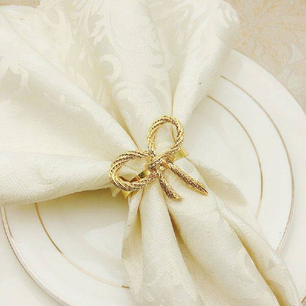 Golden Bow Tie Napkin Ring For Dinner Parties Wedding
