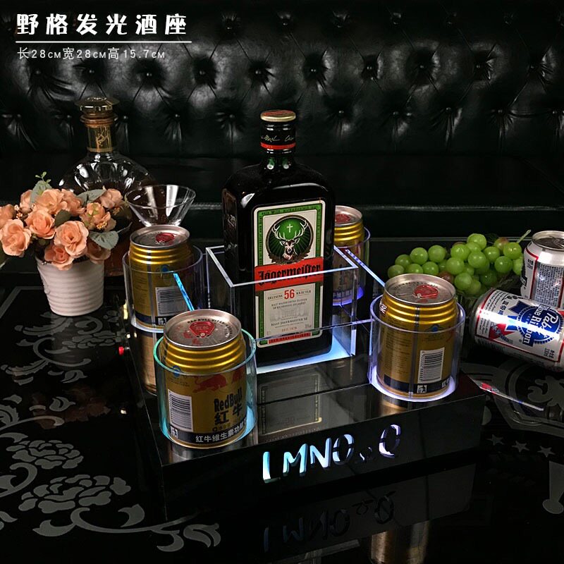 酒吧野格发光酒座洋酒座鹿头红牛发光酒座酒吧夜场ktv充电洋酒架