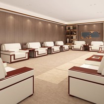 Chinese-style business reception room reception area conference hall conference auditorium office sofa and coffee table combination leather three-seat