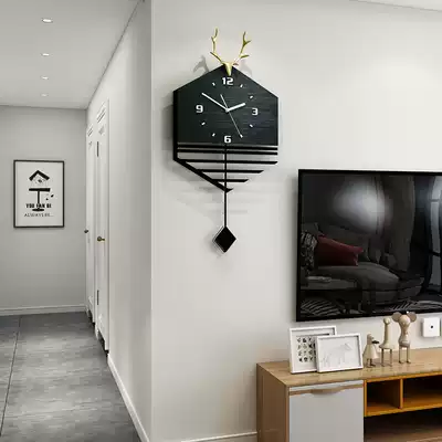 Deer head art decoration Nordic clock clock living room Fashion atmosphere home modern creative simple clock Wall
