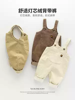 Baby bag pants Baby spring and autumn men 1-3 years old children corduroy trousers casual pants baby pants can be worn outside to open the file