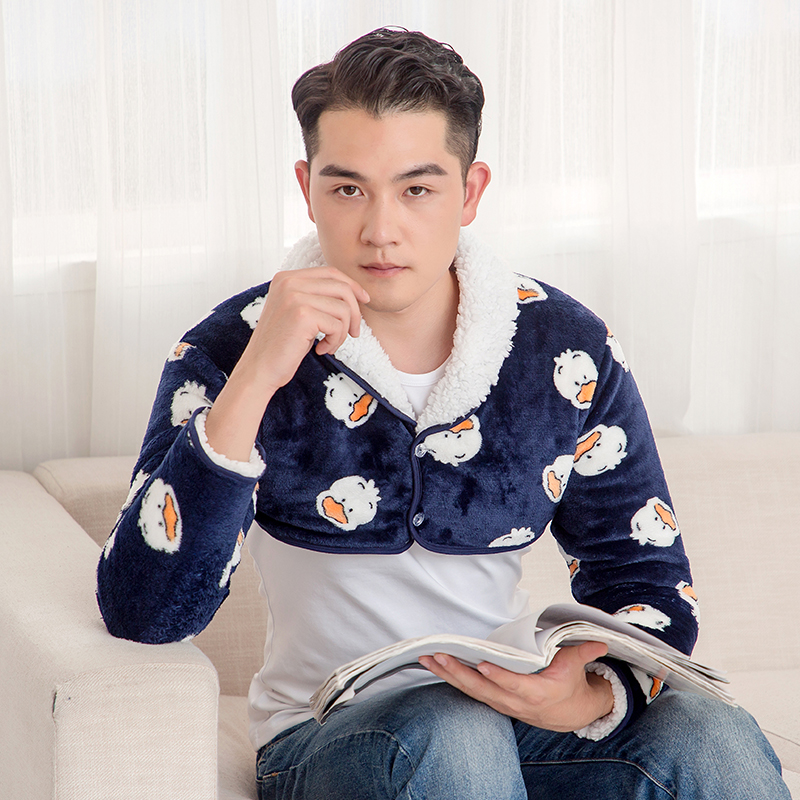 Men's flannel care shoulder warm and cold proof in old age thickened and velvety sleeping anti-chilling shoulder cervical scapscapa