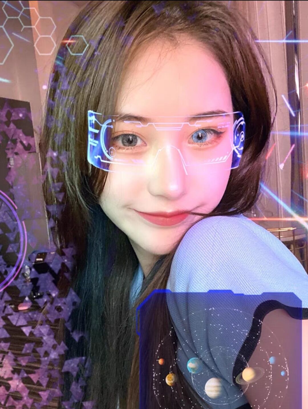 LED Future Glasses Trampoline Tech Dazzling Seven Colorful Glowing Glasses Shake the same bar atmosphere props glasses-Taobao