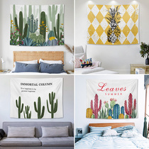 ins Nordic style green plant background cloth Wall decoration room bedroom layout hanging cloth Net red pineapple live tapestry