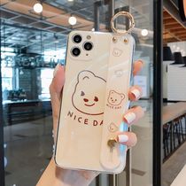 ins Net Red Bear XR for Apple 11 phone case iPhoneXS silicone soft shell 8plus blue light wristband xsmax cartoon se2 cute women 7plus