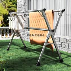 Xinjiang Tibet ການຂົນສົ່ງຟຣີ Folding Clothes Rack Floor-standing Indoor Home Balcony Bedroom Stainless Steel Outdoor Cooling Rod Telescopic