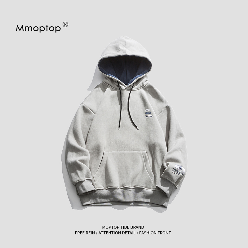 MMOPTOP Spring American Vintage Gray Hooded Sweatshirt Men's Ins Tide Brand Mens Loose Couple Jacket Men