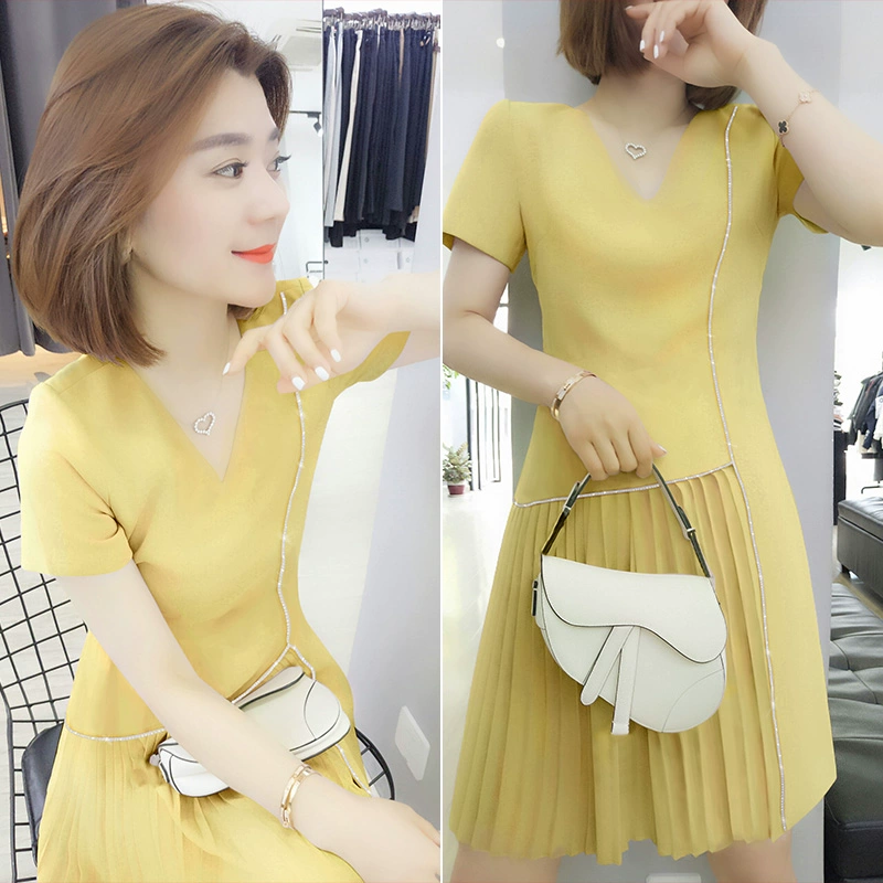 Khí chất gầy thưa quý cô, đầm voan nhỏ màu vàng, ga châu Âu mùa hè 2021 quần áo nữ mới xu hướng châu Âu - váy đầm