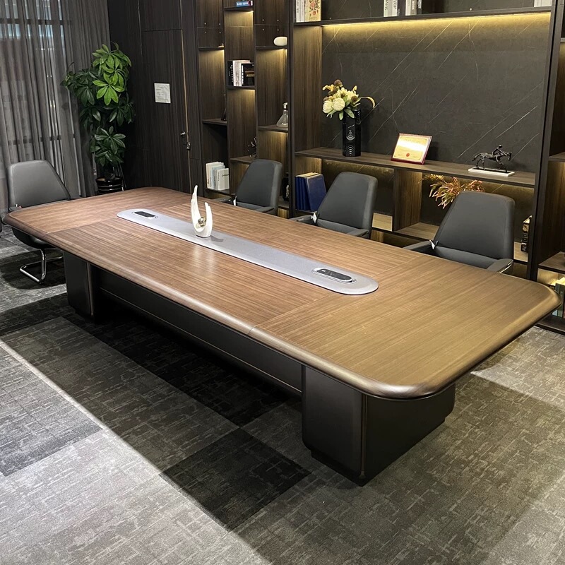 Simple Modern Paint Conference Table and Chair Set, High-End Long Office Desk, Light Luxury Texture Meeting and Negotiation Table Furniture