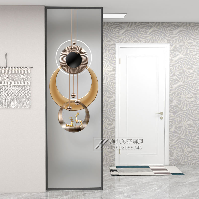 Customized light luxury colored art glass frosted craft screen washbasin partition living room bedroom powder room porch