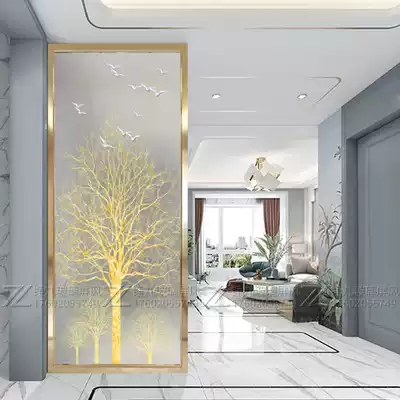 Light luxury entrance shoe cabinet decoration simple modern entrance living room compartment screen waterproof double-sided transparent glass