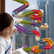 Childrens large grain assembly building blocks Ball-ball track slip-and-slide leash wall bathing drama Water baby Puzzle Toy Kid