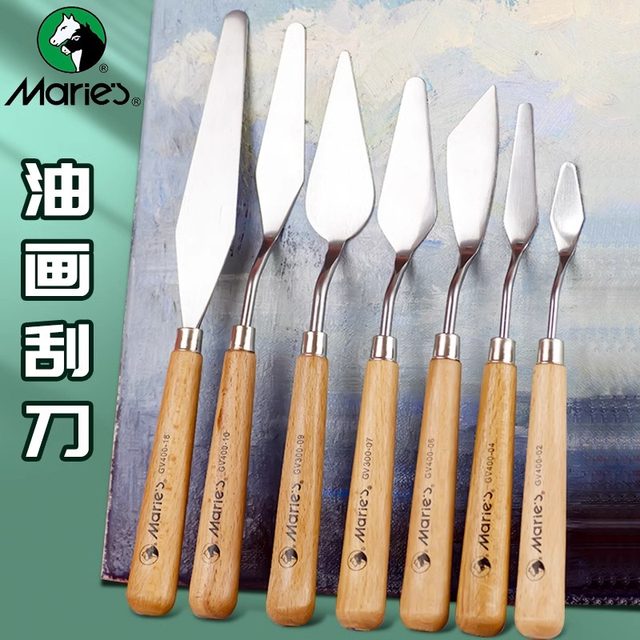 Marley Oil Painting Scraper Acrylic Gouache Paint Pick Knife Color Art Scraper Palette Knife Spatula Texture Knife Pick Knife Pointed Round Head Flat Head Large Tip Small Tip Flat Scraper Soft Neutral Art Supplies