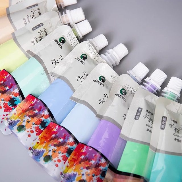 Mali Brand Bagged 100m Gouache Paint, White Watercolor Paint for Professional Art Students, Non-Toxic for Children, Complete Set of Tools for Primary and Secondary School Students, Beginners, Mary Advertising Red Coloring