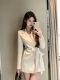 French-Style High-End Satin Blazer Dress with Straps for Women, Unique Design, Waist-Cinching, Elegant Short Skirt for Spring and Autumn