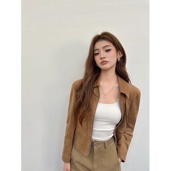 2025 Autumn/Winter New Design Short Leather Jacket Cool Retro Cowhide Velvet Motorcycle Jacket Women's Trendy Outerwear