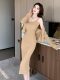 French-Style Elegant Knit Set for Women 2026 Early Spring Dress with Rhinestones, One-Shoulder Strap Dress, Cardigan Two-Piece Set