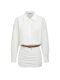 French-Style Polo Dress, White Long-Sleeved Shirt Dress, Women's Design, Waist-Cinching, Slimming, Hip-Hugging Short Skirt
