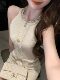 French-Style Gold-Button Chanel-Inspired Dress for Women, 2025 Summer New Sleeveless Waist-Cinching Slim-Fit Bodycon Short Dress