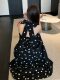 2026 Spring/Summer New Polka Dot Elegant Halter Neck Waist-Cinching Dress for Women with Bow, Versatile Backless Slit Long Dress