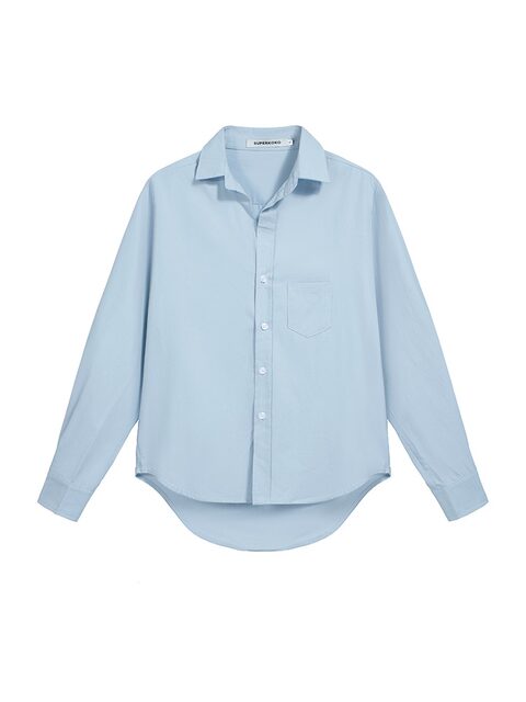 2025 Spring New Design Niche Blue Top Casual Versatile Shirt Loose Slimming Oversized Shirt for Women