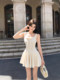 French-Style Pure and Elegant Bow-Tie Suspender Dress, Feminine and Rich Lady-Like, Waist-Cinching, Slimming Short Skirt, New Summer Style