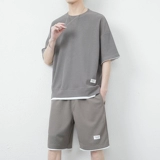 Мужской летний спортивный костюм, шелковая футболка с коротким рукавом, комплект, летняя одежда, изысканный стиль