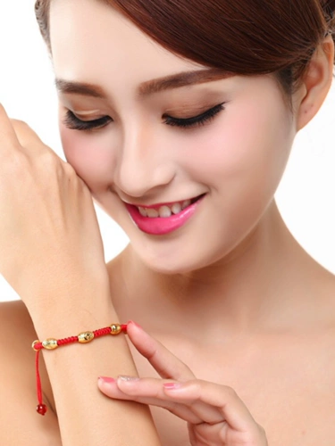 Золотой оберег на день рождения подходит для мужчин и женщин, браслет с одной бусиной, плетеный браслет из красной нити для влюбленных, 24 карат