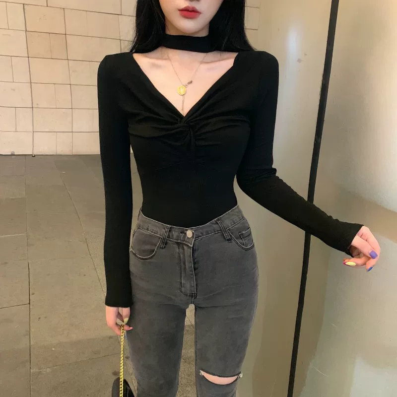 Осенняя сексуальная базовая майка с длинным рукавом, 2021 год, slim fit