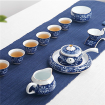 Simple side teapot teacup blue and white porcelain tea set gift box set home office gift ceramic painted complete set