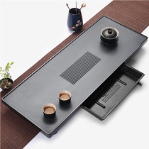 Natural whole black gold stone tea tray drawer style simple household water storage dry tea table tea set tea sea stone tray