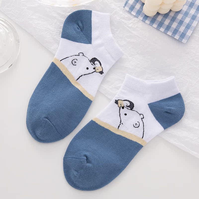 Style 7Socks female solar system Cartoon lovely Bear blue solar system Socks female Socks Shallow mouth the republic of korea ins tide sweet Boat socks