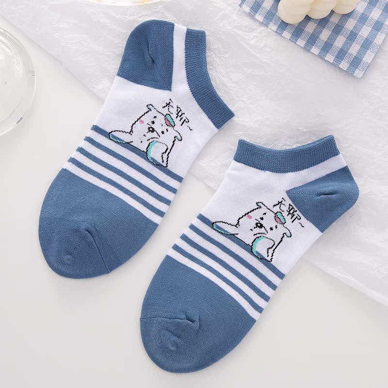 Style 2Socks female solar system Cartoon lovely Bear blue solar system Socks female Socks Shallow mouth the republic of korea ins tide sweet Boat socks