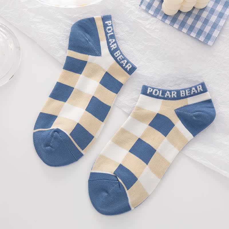 Style 4Socks female solar system Cartoon lovely Bear blue solar system Socks female Socks Shallow mouth the republic of korea ins tide sweet Boat socks