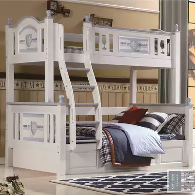 Children's bed Upper and lower bed Double bed Multi-function two-layer full solid wood upper and lower bunk wooden bed Double high and low bed Mother and child bed