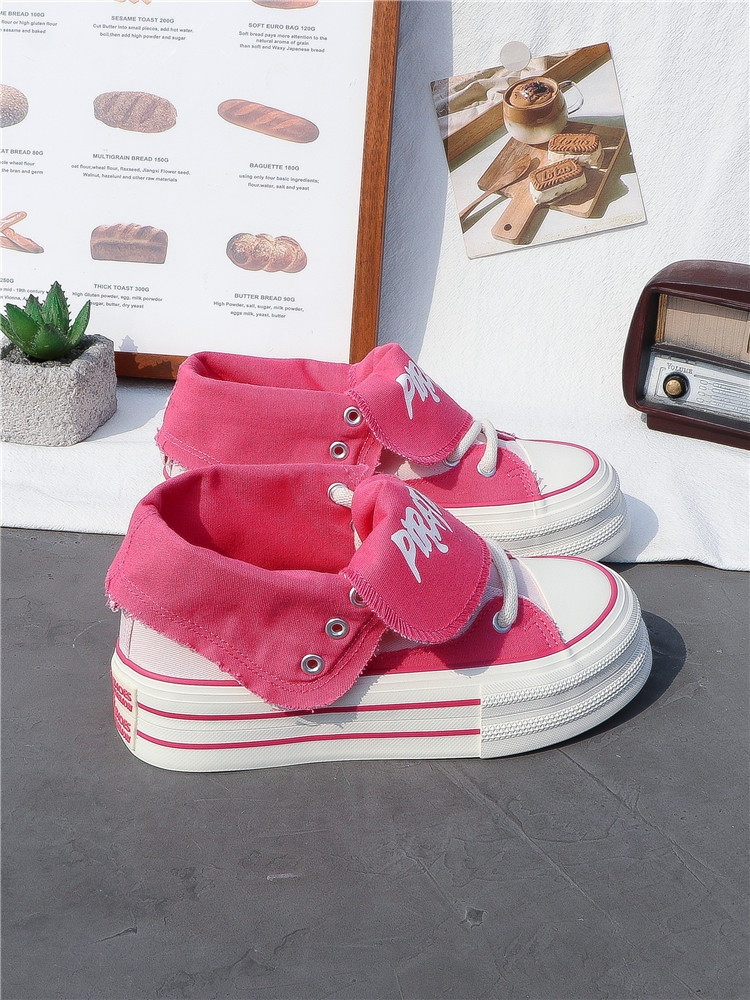 Thick-Soled Canvas Shoes for Women, High-Top, 2025 Spring/Summer, Versatile, Korean Style, New Trendy Student Casual Sports Sneakers ins
