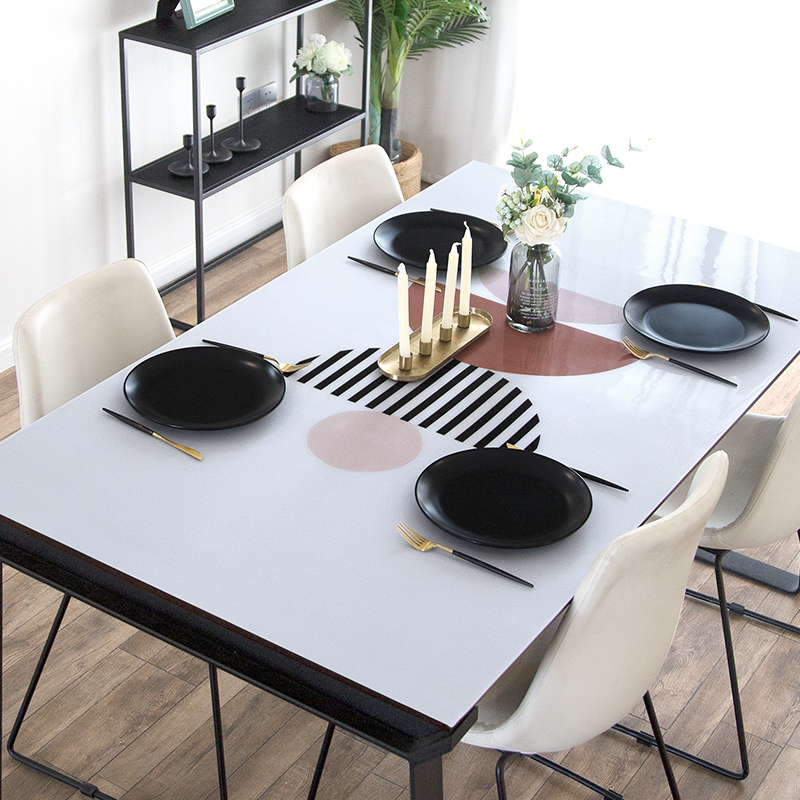 (transparent table cushion) odorless soft glass PVC thickened water crystal plate abstract geometric table cloth waterproof and burn-free-Taobao