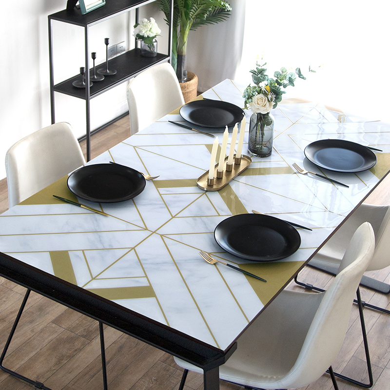 (transparent table mat) imitation marble tattooing gold PVC soft glass waterproof and grease-proof and tasteless table cloth-Taobao
